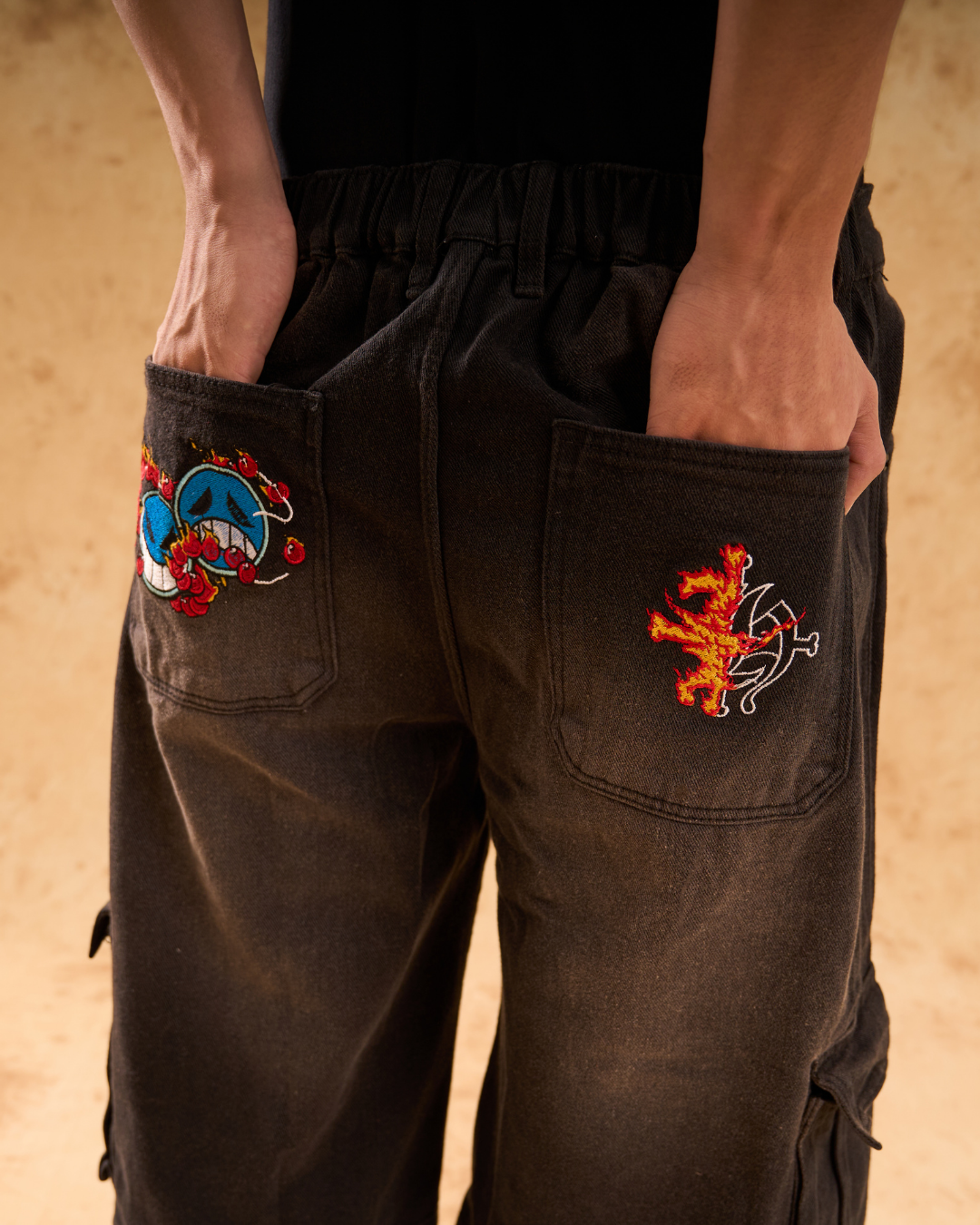 Ace Jorts (Celana Anime Jorts Denim Baggy | Fire Fist Ace - One Piece | Hishiro )